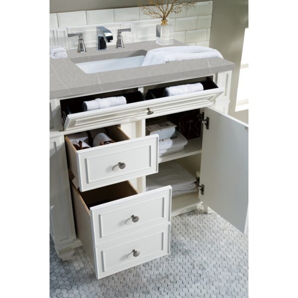 James Martin 157-V36-BW-3ESR Bristol 36 Inch Single Vanity in Bright White with 3 CM Eternal Serena Quartz Top