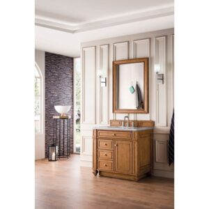 James Martin 157-V36-SBR-3CAR Bristol 36 Inch Single Vanity in Saddle Brown with 3 CM Carrara Marble Top