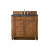 James Martin 157-V36-SBR-3CSP Bristol 36 Inch Single Vanity in Saddle Brown with 3 CM Charcoal Soapstone Quartz Top