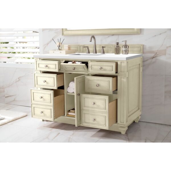 James Martin 157-V48-3WZ Bristol 48 Inch Single Vanity with 3cm White Zeus Quartz Top