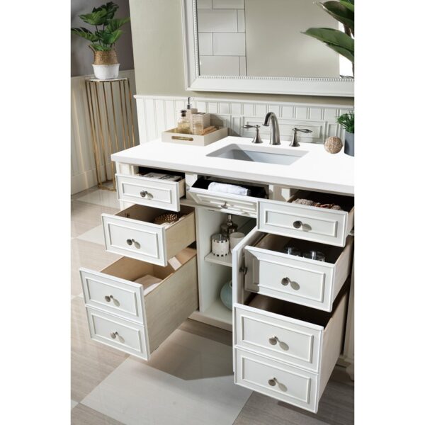 James Martin 157-V48-3WZ Bristol 48 Inch Single Vanity with 3cm White Zeus Quartz Top