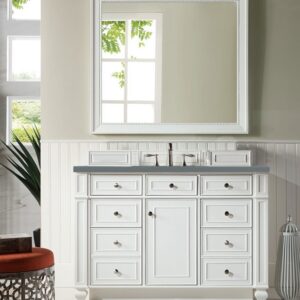 James Martin 157-V48-BW-3CBL Bristol 48 Inch Single Vanity Cabinet with Cala Blue Quartz Top - Bright White