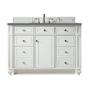 James Martin 157-V48-BW-3CBL Bristol 48 Inch Single Vanity Cabinet with Cala Blue Quartz Top - Bright White