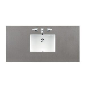 James Martin 157-V48-BW-3GEX Bristol 48 Inch Single Vanity in Bright White with 3 cm Grey Expo Quartz Top with Sink