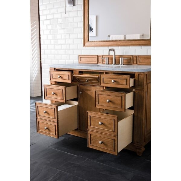 James Martin 157-V48-SBR-3AF Bristol 48 Inch Single Vanity in Saddle Brown with 3 CM Arctic Fall Solid Surface Top