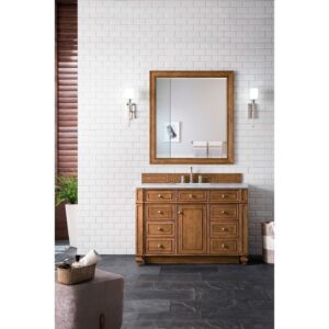 James Martin 157-V48-SBR-3CAR Bristol 48 Inch Single Vanity in Saddle Brown with 3 CM Carrara Marble Top