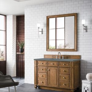 James Martin 157-V48-SBR-3CBL Bristol 48 Inch Single Vanity Cabinet with Cala Blue Quartz Top - Saddle Brown