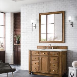 James Martin 157-V48-SBR-3ENC Bristol 48 Inch Single Vanity Cabinet with Ethereal Noctis Quartz Top - Saddle Brown