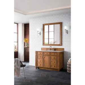 James Martin 157-V48-SBR-3ESR Bristol 48 Inch Single Vanity in Saddle Brown with 3 CM Eternal Serena Quartz Top