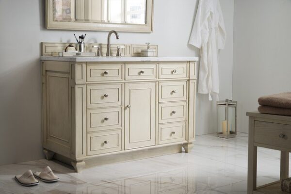 James Martin 157-V48-VV-3AF Bristol 48 Inch Single Vanity in Vintage Vanilla with 3 cm Arctic Fall Solid Surface Top