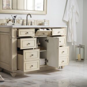 James Martin 157-V48-VV-3CAR Bristol 48 Inch Single Vanity in Vintage Vanilla with 3 cm Carrara Marble Top