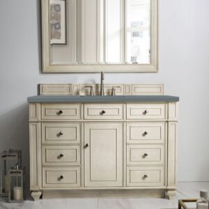 James Martin 157-V48-VV-3CBL Bristol 48 Inch Single Vanity Cabinet with Cala Blue Quartz Top - Vintage Vanilla