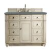 James Martin 157-V48-VV-3CBL Bristol 48 Inch Single Vanity Cabinet with Cala Blue Quartz Top - Vintage Vanilla