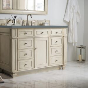 James Martin 157-V48-VV-3CBL Bristol 48 Inch Single Vanity Cabinet with Cala Blue Quartz Top - Vintage Vanilla