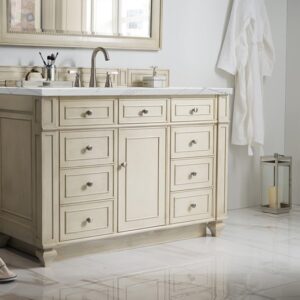 James Martin 157-V48-VV-3ENC Bristol 48 Inch Single Vanity Cabinet with Ethereal Noctis Quartz Top - Vintage Vanilla