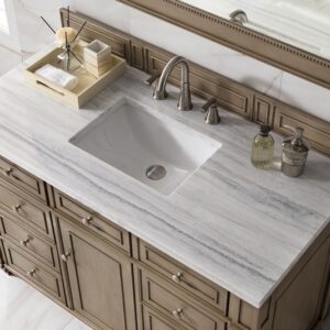 James Martin 157-V48-WW-3AF Bristol 48 Inch Single Vanity in Whitewashed Walnut with 3 cm Arctic Fall Solid Surface Top