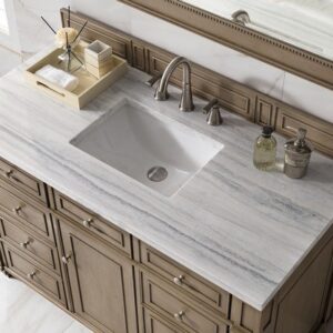 James Martin 157-V48-WW-3AF Bristol 48 Inch Single Vanity in Whitewashed Walnut with 3 cm Arctic Fall Solid Surface Top