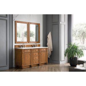 James Martin 157-V60D-3WZ Bristol 60 Inch Double Vanity with 3cm White Zeus Quartz Top