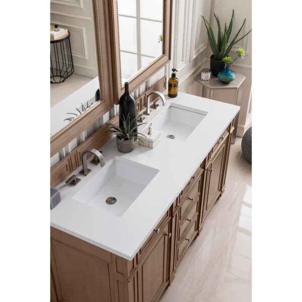 James Martin 157-V60D-3WZ Bristol 60 Inch Double Vanity with 3cm White Zeus Quartz Top