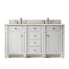 James Martin 157-V60D-BW-3EMR Bristol 60 Inch Double Vanity in Bright White with 3 CM Eternal Marfil Quartz Top