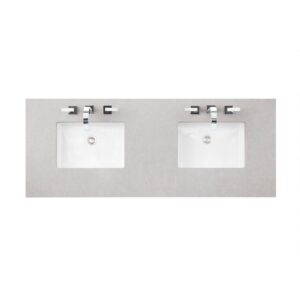 James Martin 157-V60D-BW-3ESR Bristol 60 Inch Double Vanity in Bright White with 3 CM Eternal Serena Quartz Top