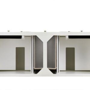 James Martin 157-V60D-BW-3GEX Bristol 60 Inch Double Vanity in Bright White with 3 cm Grey Expo Quartz Top with Sink