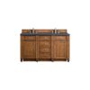 James Martin 157-V60D-SBR-3CSP Bristol 60 Inch Double Vanity in Saddle Brown with 3 CM Charcoal Soapstone Quartz Top