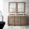 James Martin 157-V60D-WW-3AF Bristol 60 Inch Double Vanity in Whitewashed Walnut with 3 cm Arctic Fall Solid Surface Top