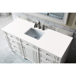 James Martin 157-V60S-3WZ Bristol 60 Inch Single Vanity with 3cm White Zeus Quartz Top