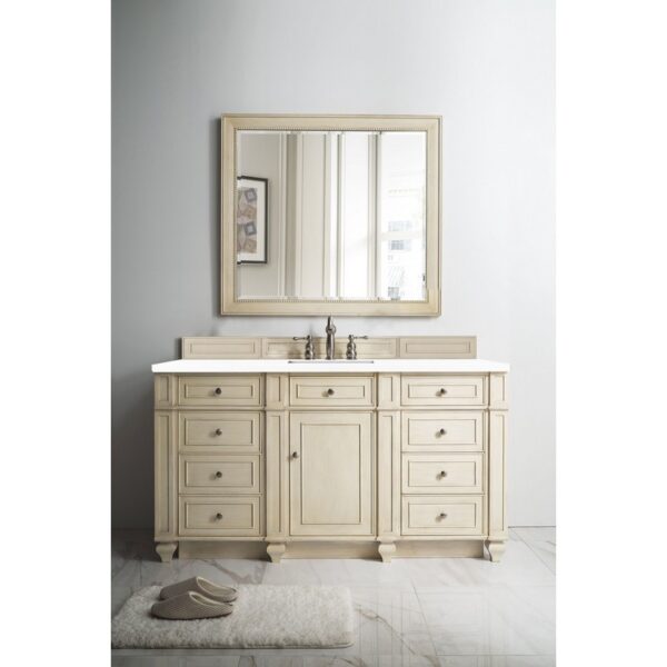 James Martin 157-V60S-3WZ Bristol 60 Inch Single Vanity with 3cm White Zeus Quartz Top