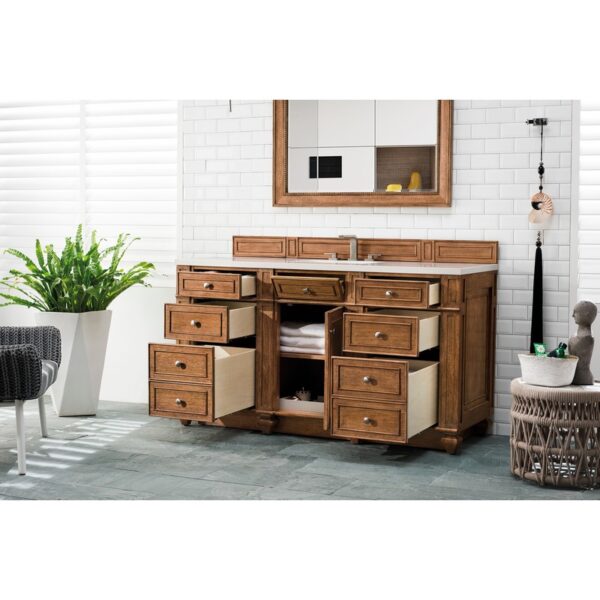 James Martin 157-V60S-3WZ Bristol 60 Inch Single Vanity with 3cm White Zeus Quartz Top