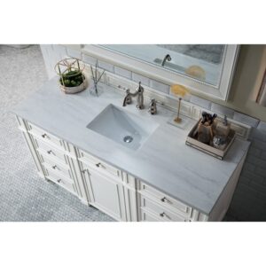 James Martin 157-V60S-BW-3AF Bristol 60 Inch Single Vanity in Bright White with 3 cm Arctic Fall Solid Surface Top