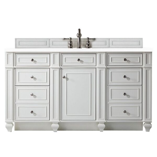 James Martin 157-V60S-3WZ Bristol 60 Inch Single Vanity with 3cm White Zeus Quartz Top