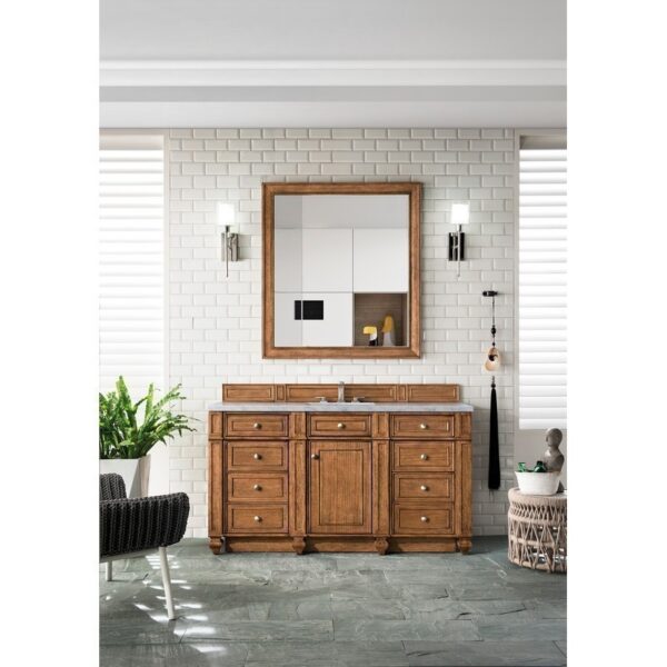 James Martin 157-V60S-SBR-3CAR Bristol 60 Inch Single Vanity in Saddle Brown with 3 CM Carrara Marble Top