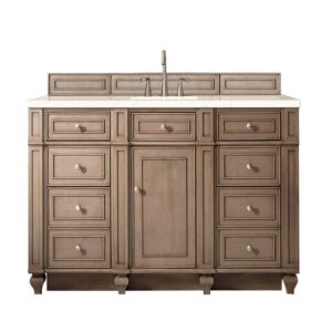 James Martin 157-V60S-WW-3EMR Bristol 60 Inch Single Vanity Whitewashed Walnut with 3 CM Eternal Marfil Quartz Top