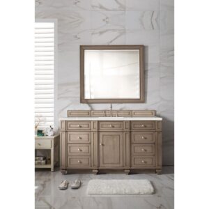 James Martin 157-V60S-WW-3ESR Bristol 60 Inch Single Vanity Whitewashed Walnut with 3 CM Eternal Serena Quartz Top