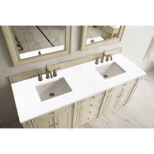 James Martin 157-V72-3WZ Bristol 72 Inch Double Vanity with 3cm White Zeus Quartz Top