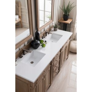 James Martin 157-V72-3WZ Bristol 72 Inch Double Vanity with 3cm White Zeus Quartz Top