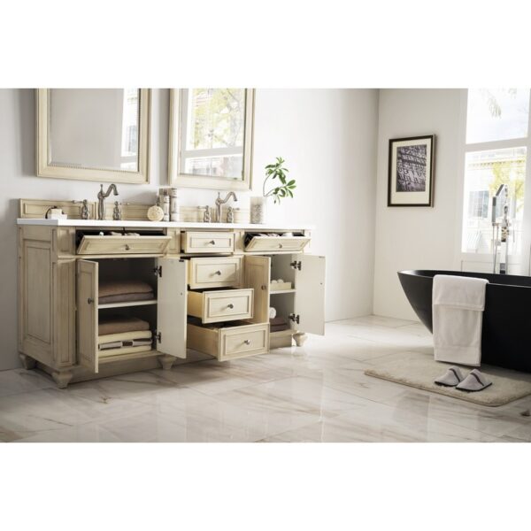 James Martin 157-V72-3WZ Bristol 72 Inch Double Vanity with 3cm White Zeus Quartz Top