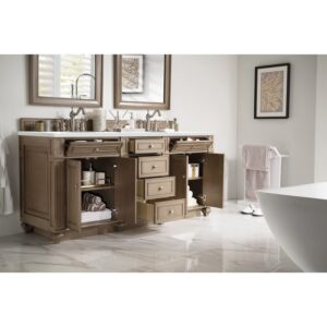 James Martin 157-V72-3WZ Bristol 72 Inch Double Vanity with 3cm White Zeus Quartz Top