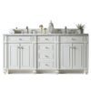 James Martin 157-V72-BW-3CAR Bristol 72 Inch Double Vanity in Bright White with 3 cm Carrara Marble Top