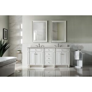 James Martin 157-V72-BW-3ESR Bristol 72 Inch Double Vanity in Bright White with 3 CM Eternal Serena Quartz Top