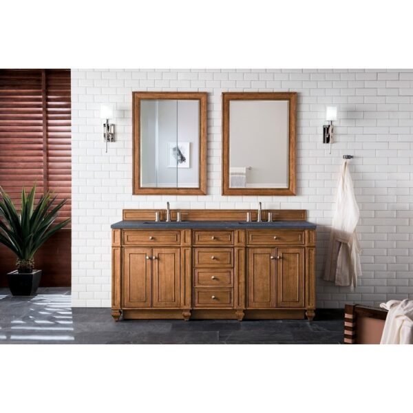 James Martin 157-V72-SBR-3CSP Bristol 72 Inch Double Vanity in Saddle Brown with 3 CM Charcoal Soapstone Quartz Top