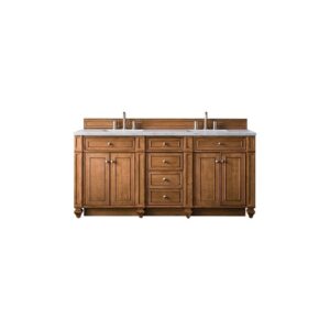 James Martin 157-V72-SBR-3EJP Bristol 72 Inch Double Vanity in Saddle Brown with 3 CM Eternal Jasmine Pearl Quartz Top