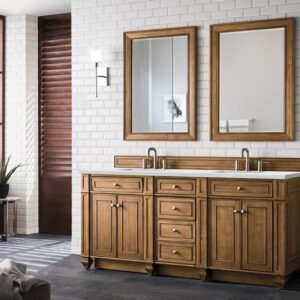 James Martin 157-V72-SBR-3ENC Bristol 72 Inch Double Vanity Cabinet with Ethereal Noctis Quartz Top - Saddle Brown