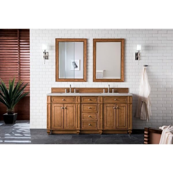 James Martin 157-V72-SBR-3ESR Bristol 72 Inch Double Vanity in Saddle Brown with 3 CM Eternal Serena Quartz Top