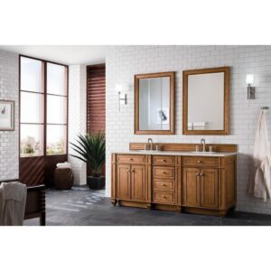 James Martin 157-V72-SBR-3ESR Bristol 72 Inch Double Vanity in Saddle Brown with 3 CM Eternal Serena Quartz Top