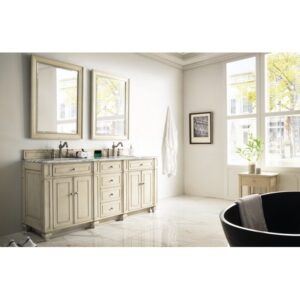 James Martin 157-V72-VV-3CAR Bristol 72 Inch Double Vanity in Vintage Vanilla with 3 cm Carrara Marble Top