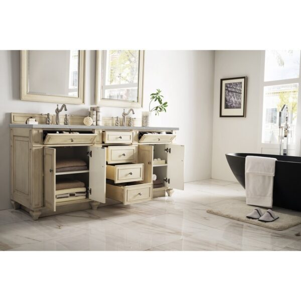 James Martin 157-V72-VV-3ESR Bristol 72 Inch Double Vanity in Vintage Vanilla with 3 CM Eternal Serena Quartz Top