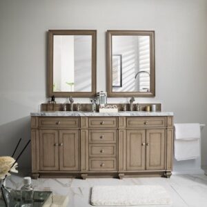 James Martin 157-V72-WW-3AF Bristol 72 Inch Double Vanity in Whitewashed Walnut with 3 cm Arctic Fall Solid Surface Top